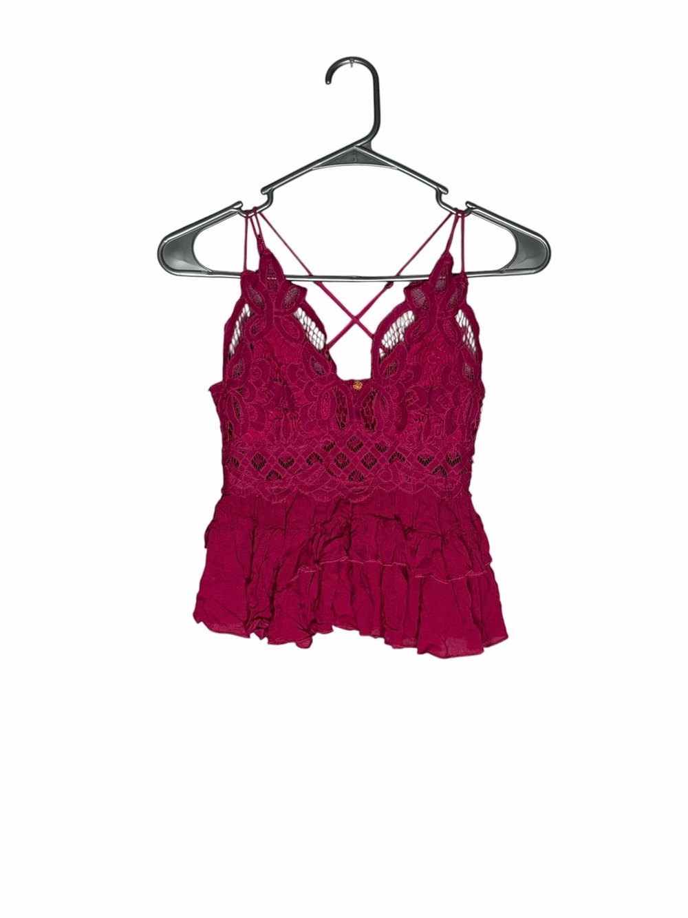 Free People Adella Lace Cami Rose Pink Fairy Top Women’s XS